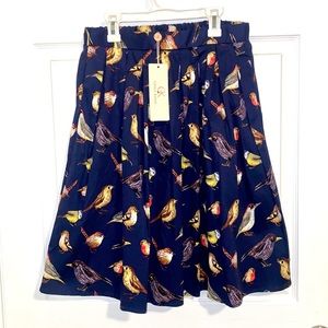Women’s circle skirt, bird print